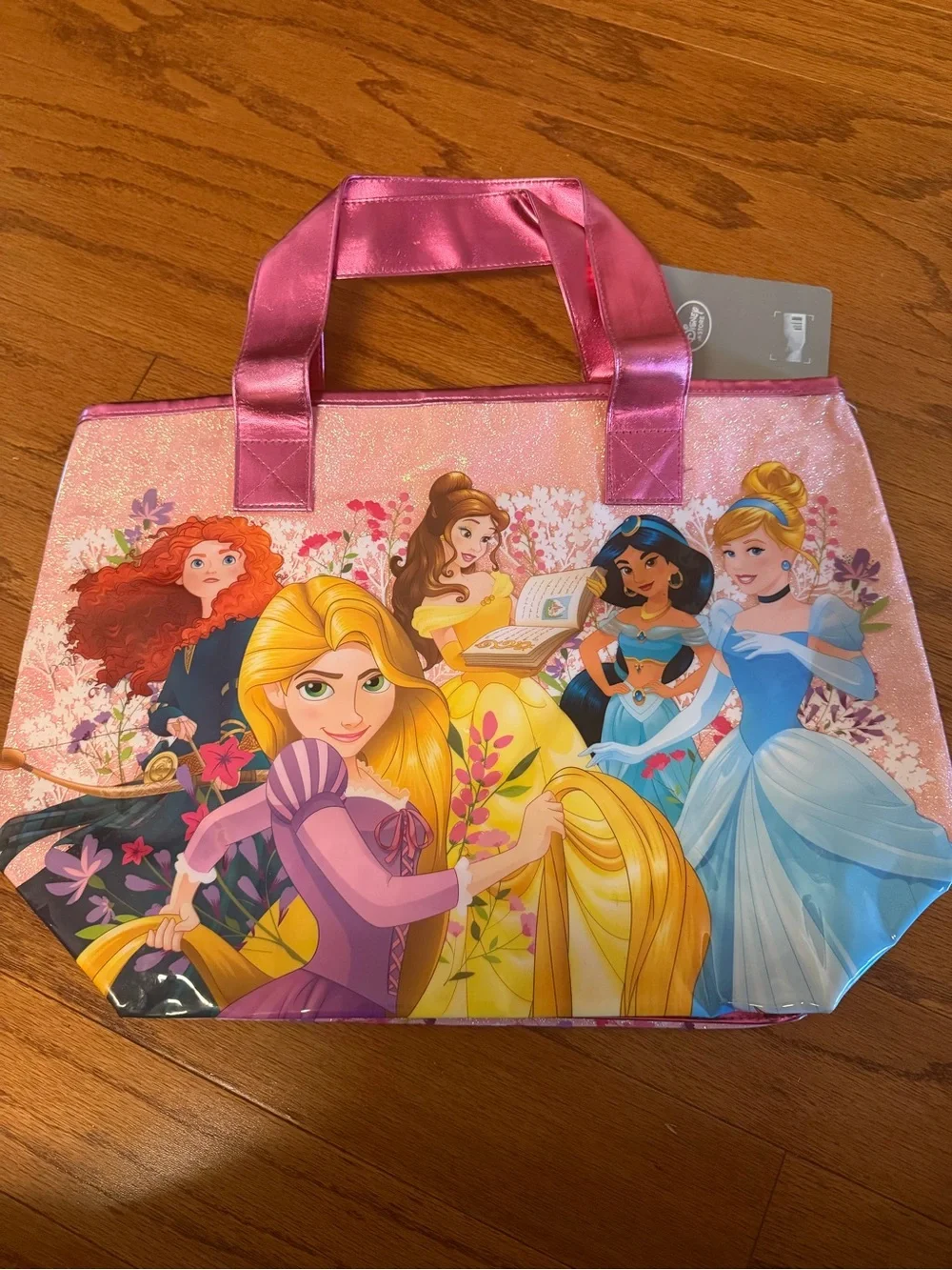 Disney Store Disney Princess Pink Metallic Handle Tote with Multi-Princess